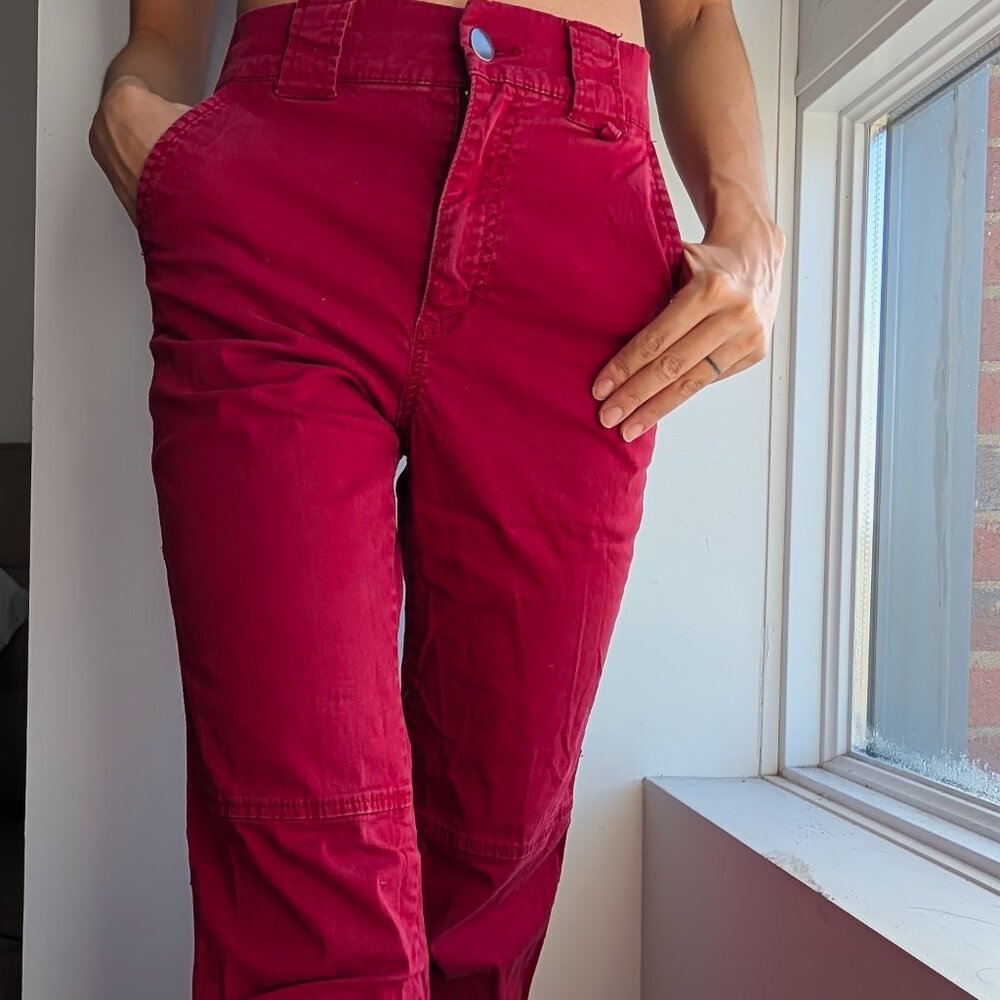 High Waisted Garage Red Utility Trousers